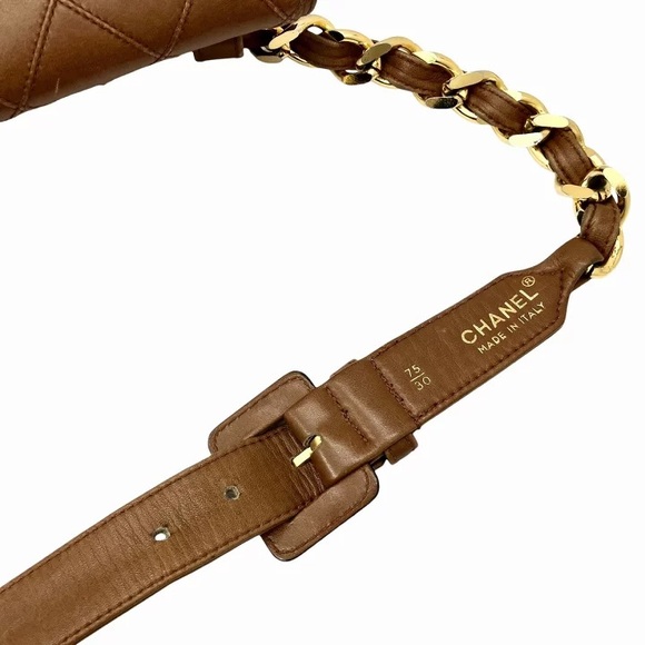 AUTHENTIC CHANEL mini wild stitch bum bag waist bag belt 75cm brown lambskin - Picture 7 of 12